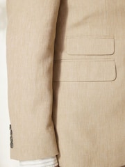 Stone Tailored Fit Linen Blend Suit Jacket - Image 6 of 12