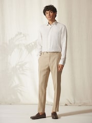Stone Tailored Fit Linen Blend Suit: Trousers - Image 2 of 8