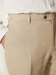Stone Tailored Fit Linen Blend Suit: Trousers - Image 3 of 8