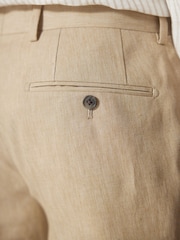 Stone Tailored Fit Linen Blend Suit: Trousers - Image 4 of 8