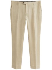 Stone Natural Slim Signature Nova Fides Italian Linen Suit Trousers - Image 1 of 4