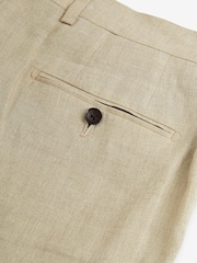 Stone Natural Slim Signature Nova Fides Italian Linen Suit Trousers - Image 2 of 4