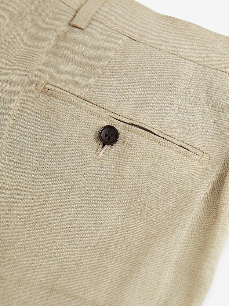 Stone Natural Slim Signature Nova Fides Italian Linen Suit Trousers - Image 2 of 4