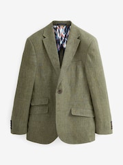 Olive Green Signature Leomaster Italian Linen Slim Fit Suit Jacket - Image 7 of 13