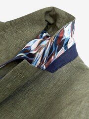 Olive Green Signature Leomaster Italian Linen Slim Fit Suit Jacket - Image 9 of 13