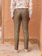 Green Signature Italian Linen Slim Fit Suit: Trousers - Image 3 of 9