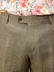 Green Signature Italian Linen Slim Fit Suit: Trousers - Image 4 of 9