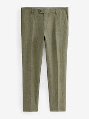 Green Signature Italian Linen Slim Fit Suit: Trousers - Image 6 of 9