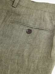 Green Signature Italian Linen Slim Fit Suit: Trousers - Image 8 of 9