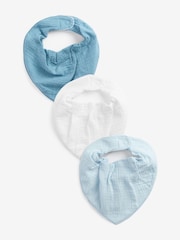 Blue/White Baby Muslin Dribble Bibs 3 Pack - Image 1 of 1