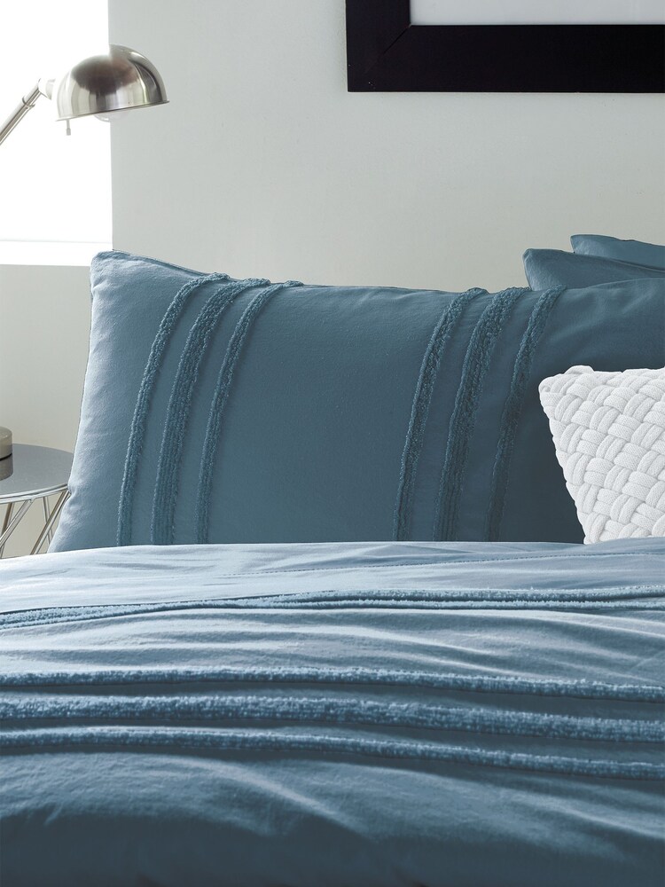 DKNY Blue Chenille Stripe Duvet Cover - Image 3 of 3