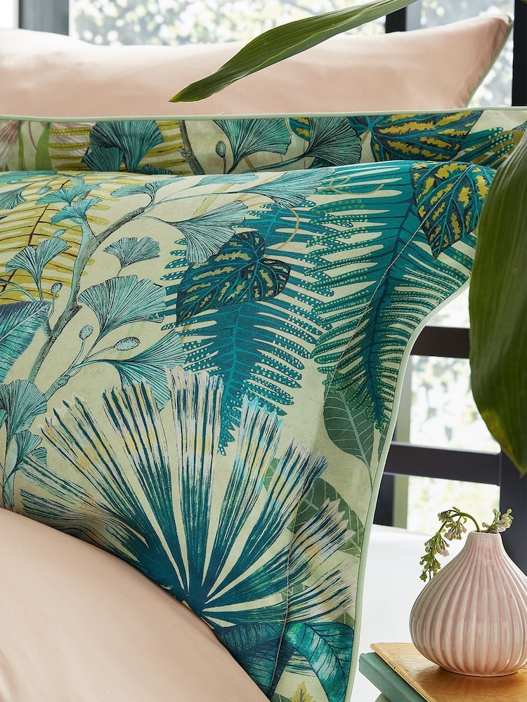 Harlequin Green Floreana 100% Cotton Pillowcase - Image 2 of 4