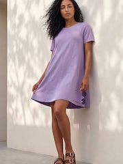 Roman Purple Cotton Panelled Swing Stretch Dress - Image 2 of 4