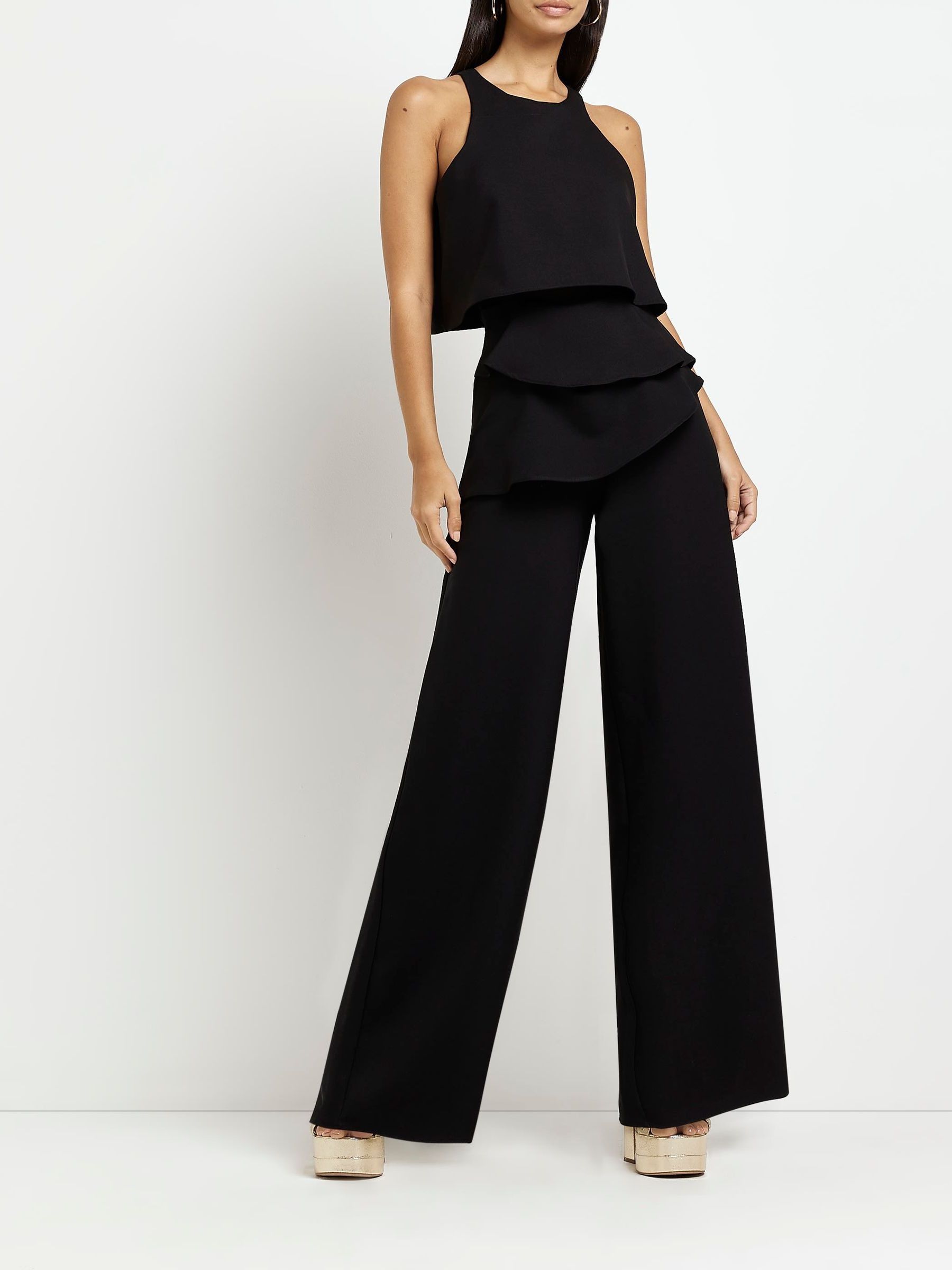 Black overlay jumpsuit discount