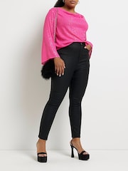 River Island Pink Sequin Cowl Neck Top - Image 3 of 5