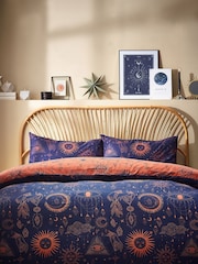 furn. Brown Constellations Duvet Cover and Pillowcase Set - Image 2 of 4