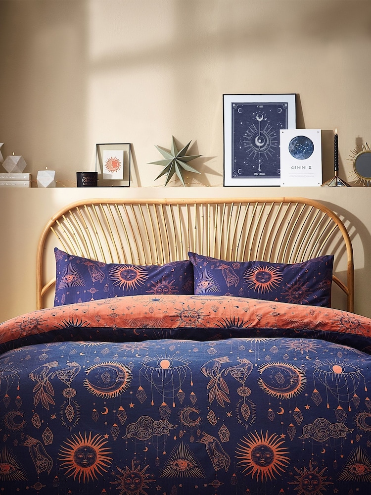 furn. Brown Constellations Duvet Cover and Pillowcase Set - Image 2 of 4