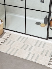 Yard Sage Green Tassel Stitch Anti-Slip 100% Cotton Bath Mat - Image 1 of 3