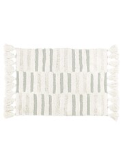 Yard Sage Green Tassel Stitch Anti-Slip 100% Cotton Bath Mat - Image 2 of 3