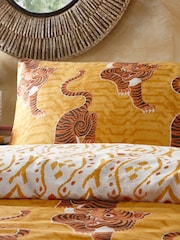 furn. Yellow Tibetan Tiger Duvet Cover and Pillowcase Set - Image 4 of 5