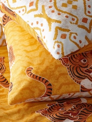 furn. Yellow Tibetan Tiger Duvet Cover and Pillowcase Set - Image 5 of 5