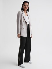 Reiss Black Theo Wide Wide Leg Side Stripe Trousers - Image 1 of 5