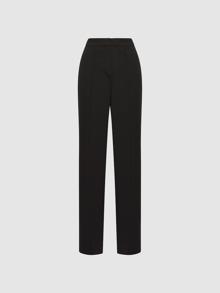 Reiss Black Theo Wide Wide Leg Side Stripe Trousers - Image 2 of 5