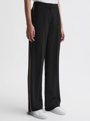 Reiss Black Theo Wide Wide Leg Side Stripe Trousers - Image 3 of 5