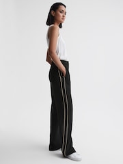 Reiss Black Theo Wide Wide Leg Side Stripe Trousers - Image 4 of 5