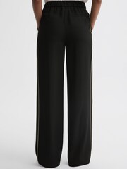 Reiss Black Theo Wide Wide Leg Side Stripe Trousers - Image 5 of 5