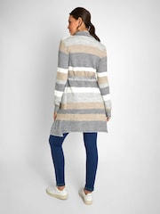 JoJo Maman Bébé Grey Cream Stripe Drape Maternity & Nursing Cardigan - Image 2 of 6