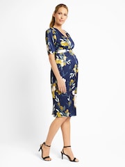JoJo Maman Bébé Navy Oriental Print Maternity & Nursing Dress - Image 2 of 5