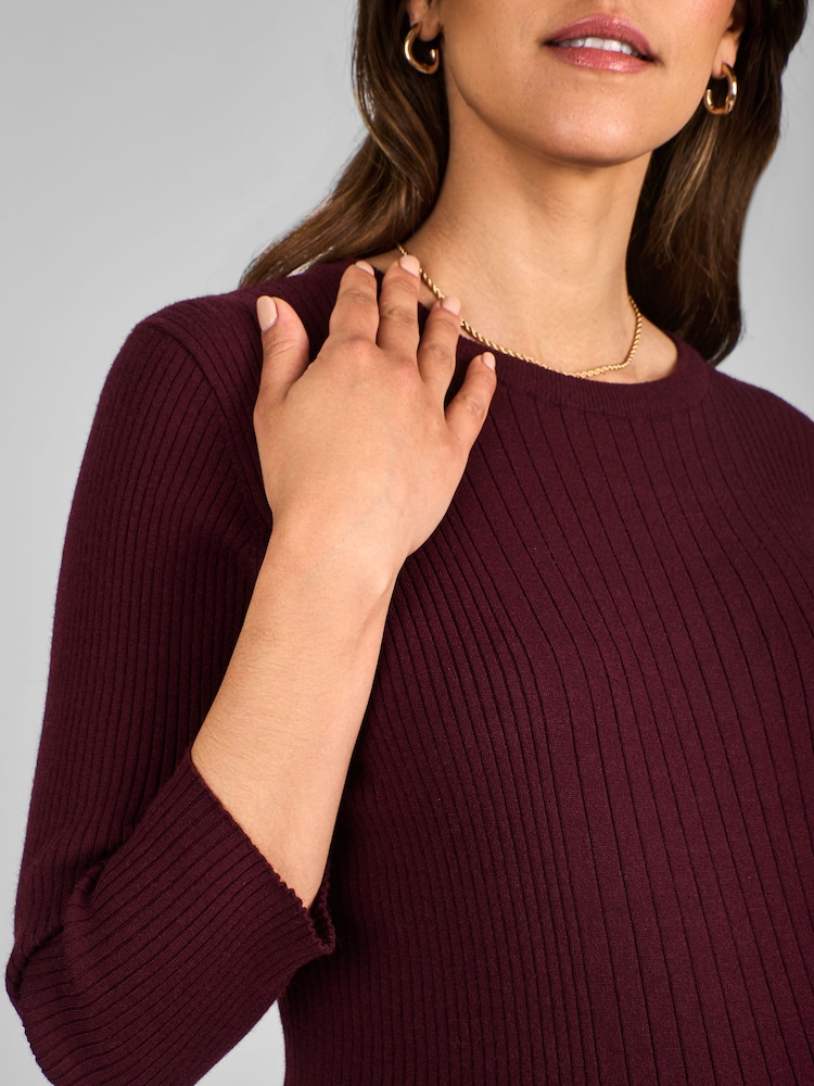 JoJo Maman Bébé Burgundy Red Knitted Maternity Tube Dress - Image 4 of 4