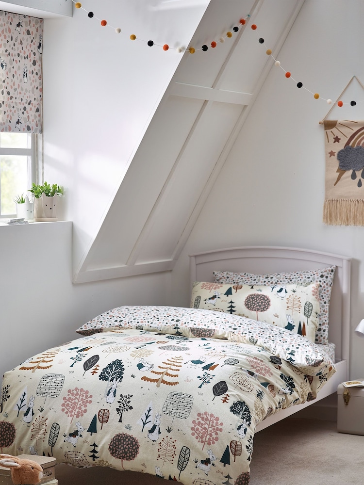 Peter Rabbit™ Natural Beige Scandi Woods Printed Duvet Cover and Pillowcase Set - Image 2 of 6