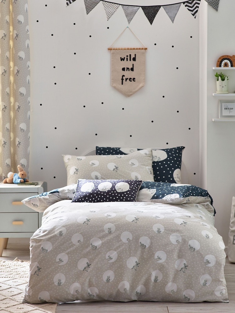 Peter Rabbit™ Grey Spot Me Monochrome Duvet Cover and Pillowcase Set - Image 1 of 8