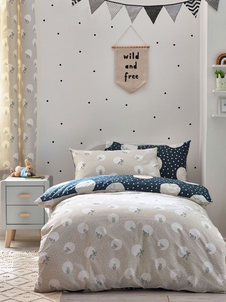 Peter Rabbit™ Grey Spot Me Monochrome Duvet Cover and Pillowcase Set - Image 2 of 8