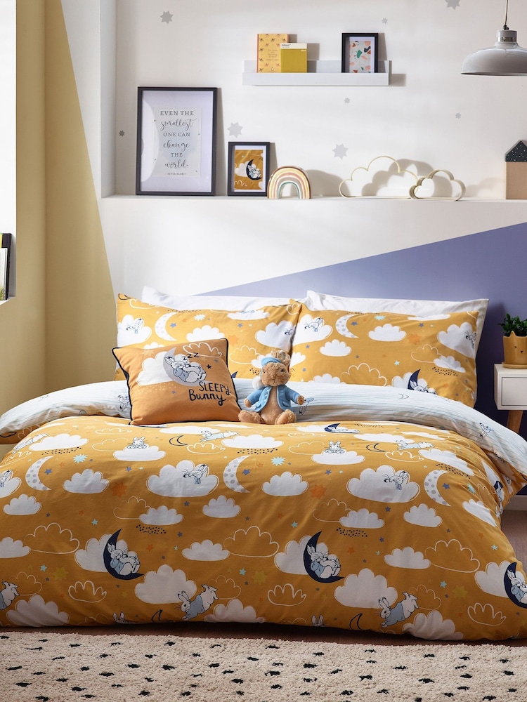 Peter Rabbit™ Ochre Yellow Sleepy Head Timeless Printed Duvet Cover and Pillowcase Set - Image 3 of 6