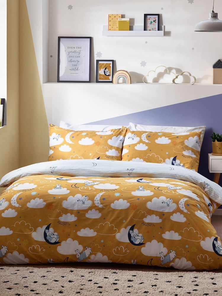 Peter Rabbit™ Ochre Yellow Sleepy Head Timeless Printed Duvet Cover and Pillowcase Set - Image 4 of 6