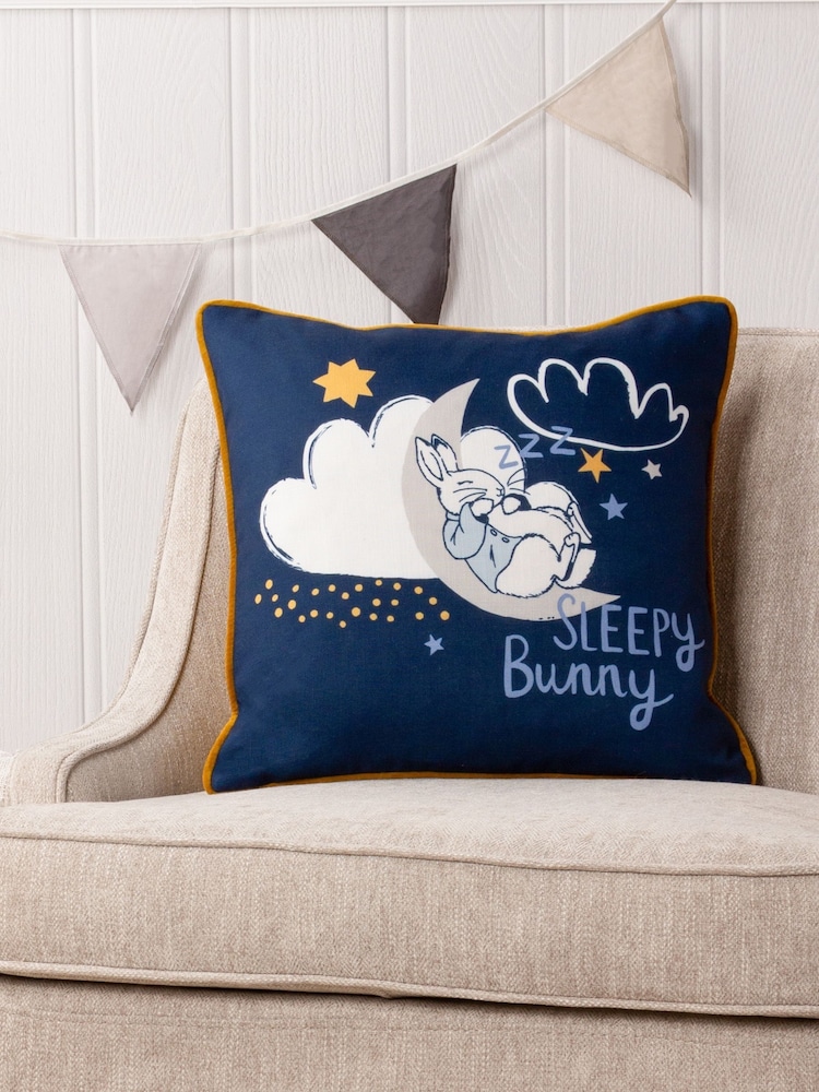 Peter Rabbit™ Blue Sleepy Head Timeless Cushion - Image 1 of 6
