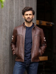 Lakeland Leather Brown Charlie Leather Biker Jacket - Image 1 of 7