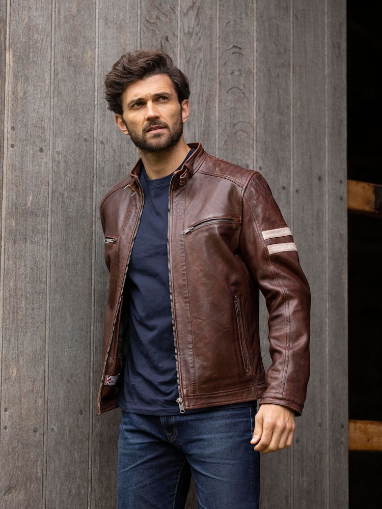 Lakeland Leather Brown Charlie Leather Biker Jacket - Image 2 of 7