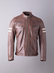 Lakeland Leather Brown Charlie Leather Biker Jacket - Image 3 of 7
