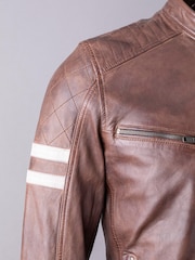 Lakeland Leather Brown Charlie Leather Biker Jacket - Image 5 of 7