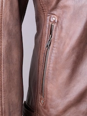 Lakeland Leather Brown Charlie Leather Biker Jacket - Image 6 of 7