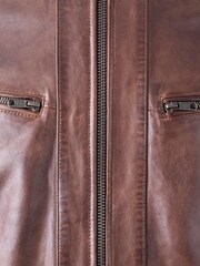 Lakeland Leather Brown Charlie Leather Biker Jacket - Image 7 of 7