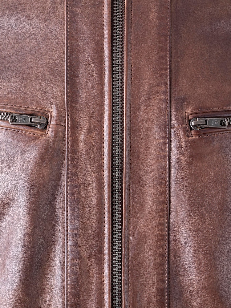 Lakeland Leather Brown Charlie Leather Biker Jacket - Image 7 of 7