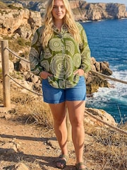 Roman Green Curve Abstract Print Woven Shirt - Image 3 of 4