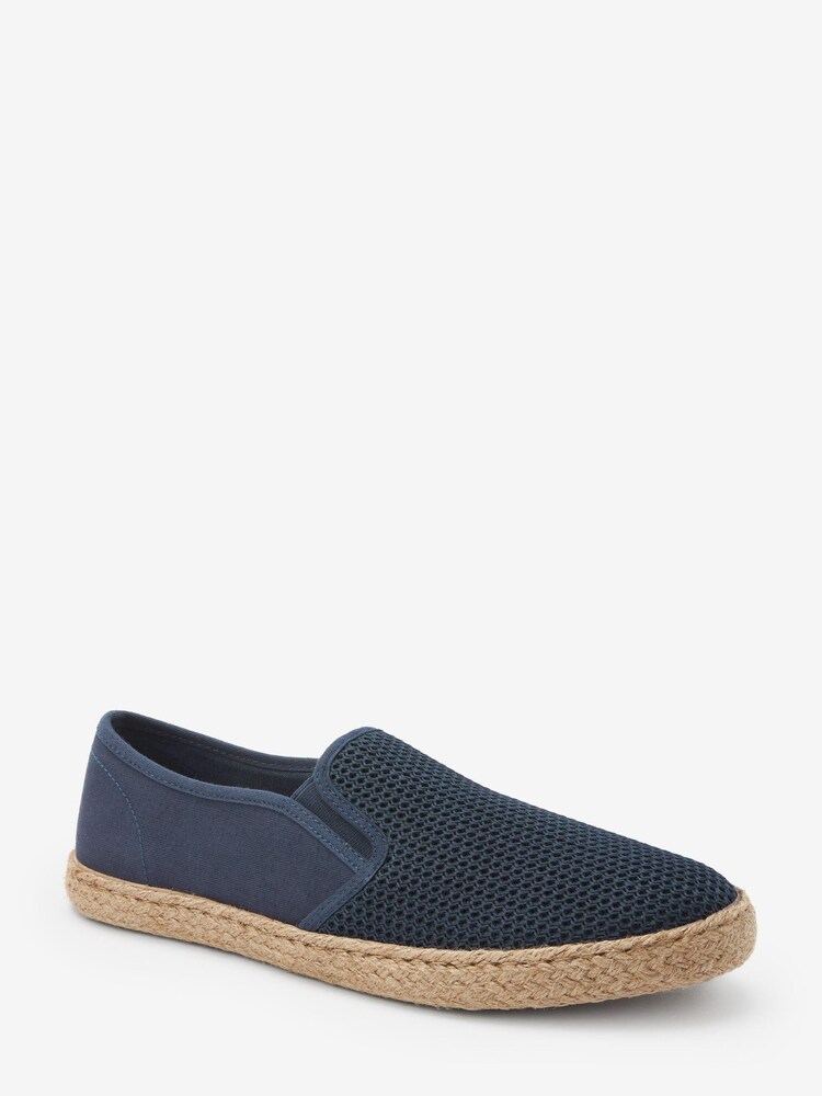 Navy Blue Mesh Espadrille Shoes - Image 3 of 5