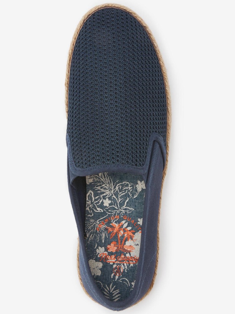 Navy Blue Mesh Espadrille Shoes - Image 4 of 5