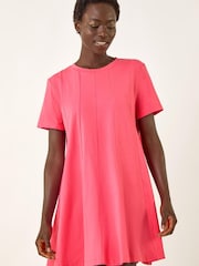 Roman Pink Cotton Panelled Swing Stretch Dress - Image 3 of 5